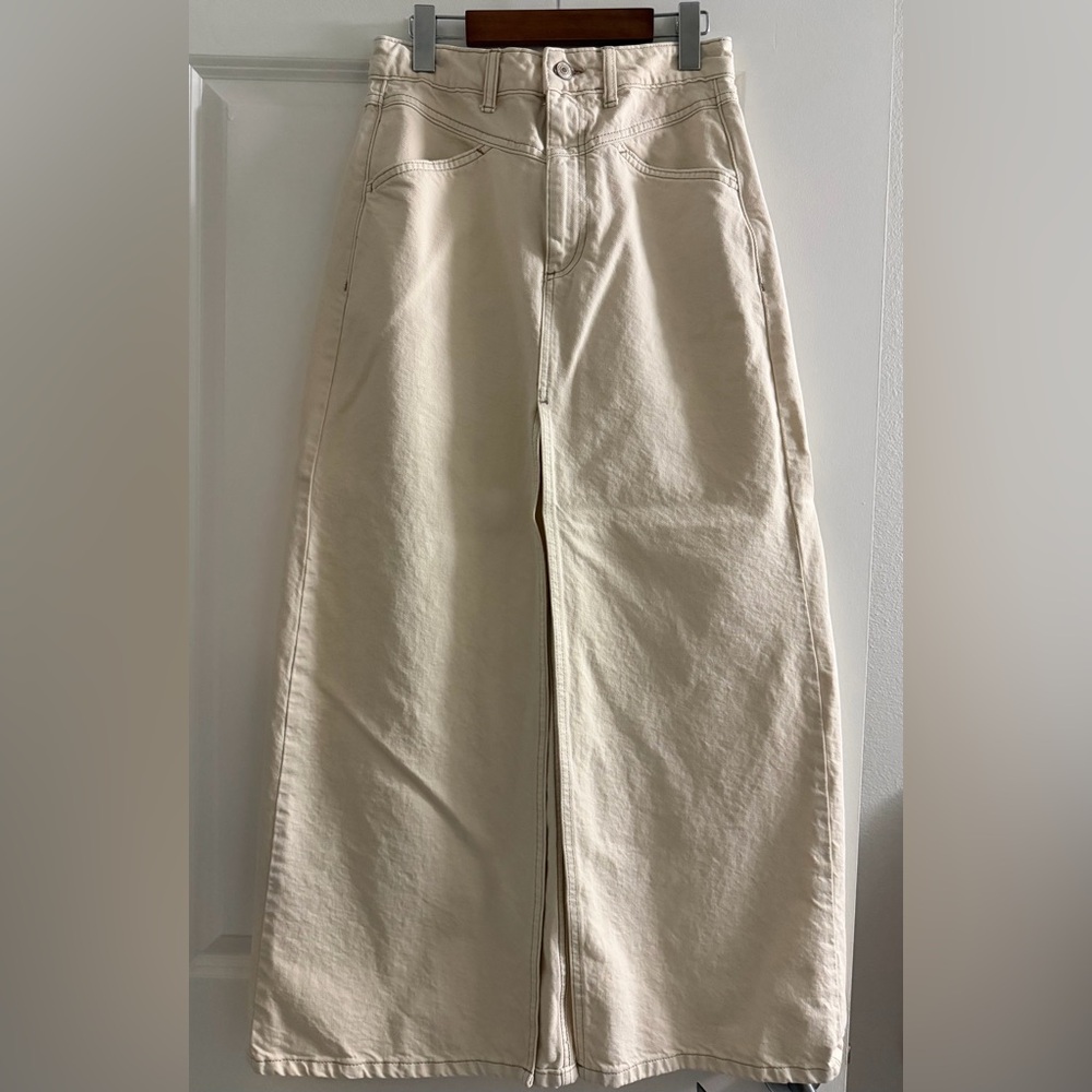 FREE PEOPLE WE THE FREE COME AS YOU ARE DENIM MAXI SKIRT IN WISP 0
